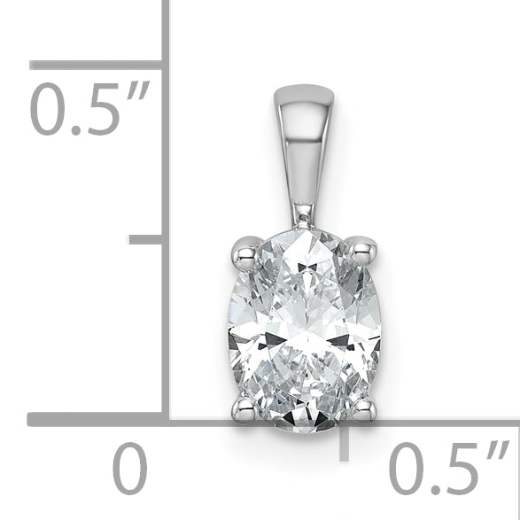 14K White Gold 1 Carat Lab Grown Diamond Vs+ F+ Oval Complete Four Prong Pendant