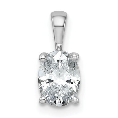 14k White Gold 1 Ct. Certified Lab Grown Diamond VS/SI+ G+ Oval Four Prong Pendant