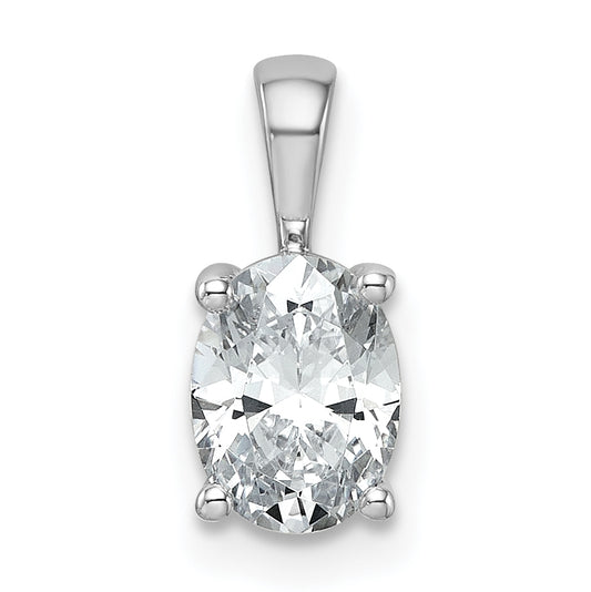 14k White Gold 1 Ct. Certified Lab Grown Diamond VS/SI+ G+ Oval Four Prong Pendant