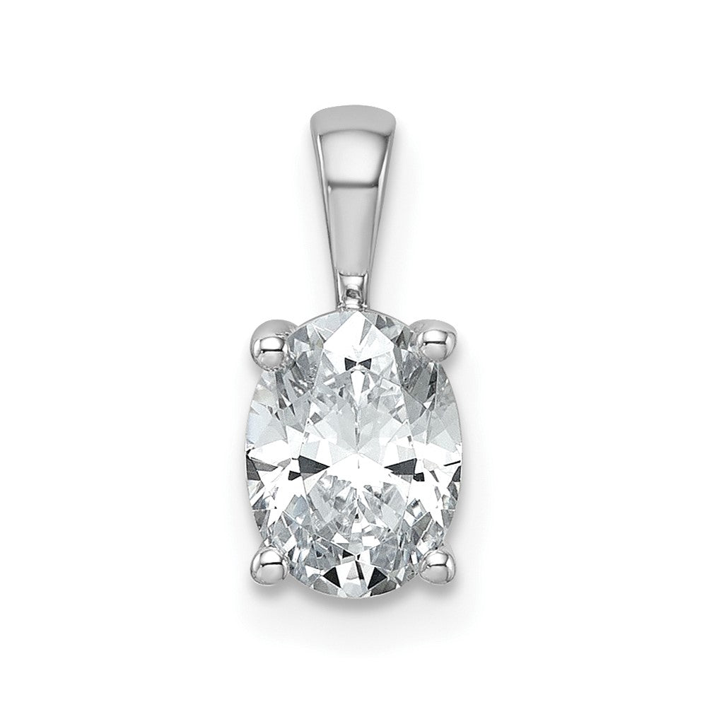 14k White Gold 1 Ct. Lab Grown Diamond VS/SI+ G+ Oval Complete Four Prong Pendant