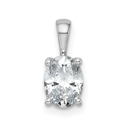 14k White Gold 1 Ct. Lab Grown Diamond VS/SI+ G+ Oval Complete Four Prong Pendant