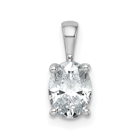 14k White Gold 1 Ct. Lab Grown Diamond VS/SI+ G+ Oval Complete Four Prong Pendant