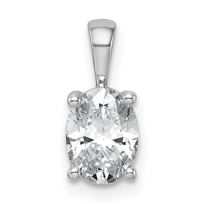 14K White Gold 1 Carat Certified Lab Grown Diamond Vs+ F+ Oval Complete Four Prong Pendant