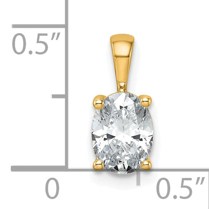 14K Yellow Gold 1 Carat Certified Lab Grown Diamond Vs+ F+ Oval Complete Four Prong Pendant