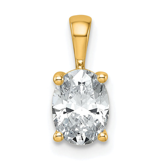 14k Yellow Gold 14k 1 carat Lab Grown Diamond VS+ F+ Oval Complete Four Prong Pendant