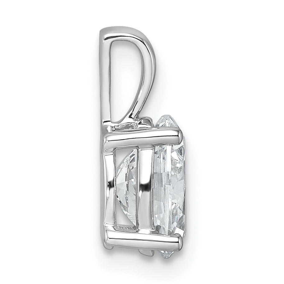 14K White Gold 1 1/2 Carat Lab Grown Diamond Vs+ F+ Oval Complete Four Prong Pendant