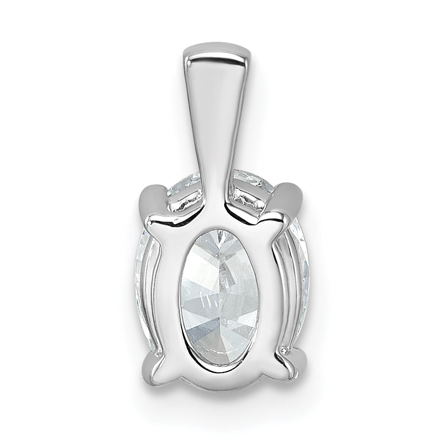 14K White Gold 1 1/2 Carat Lab Grown Diamond Vs+ F+ Oval Complete Four Prong Pendant