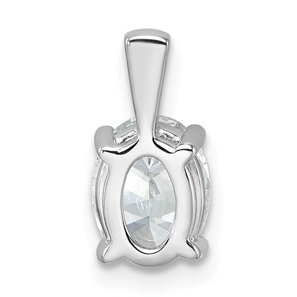 14K White Gold 1 1/2 Carat Certified Lab Grown Diamond Vs+ F+ Oval Complete Four Prong Pendant
