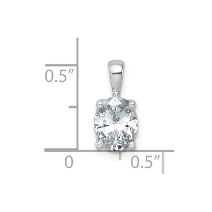14k White Gold 1 1/2 Ct. Lab Grown Diamond VS/SI+ G+ Oval Complete Four Prong Pendant