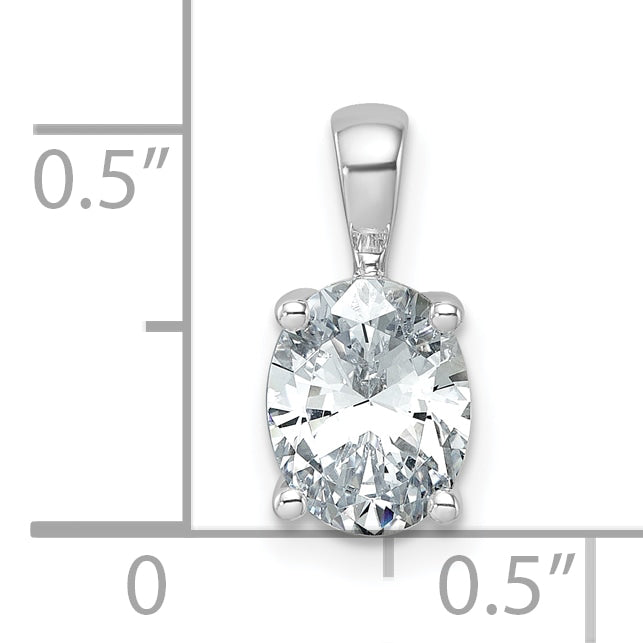 14K White Gold 1 1/2 Carat Lab Grown Diamond Vs+ F+ Oval Complete Four Prong Pendant