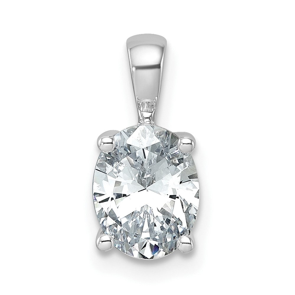 14k White Gold 1 1/2 Ct. Lab Grown Diamond VS/SI+ G+ Oval Complete Four Prong Pendant
