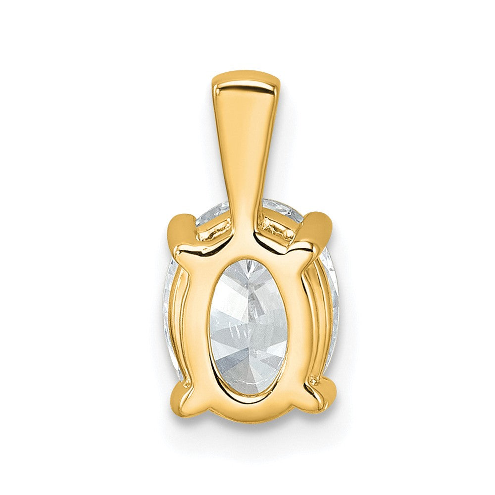 14K Yellow Gold 1 1/2 Carat Lab Grown Diamond Vs+ F+ Oval Complete Four Prong Pendant
