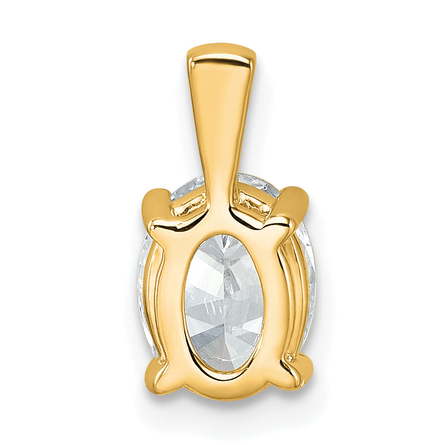 14K Yellow Gold 1 1/2 Carat Certified Lab Grown Diamond Vs+ F+ Oval Complete Four Prong Pendant