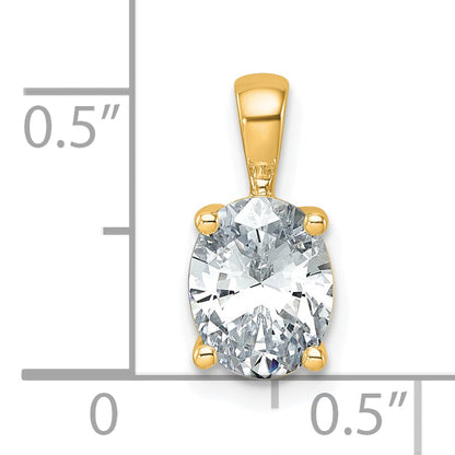 14K Yellow Gold 1 1/2 Carat Certified Lab Grown Diamond Vs+ F+ Oval Complete Four Prong Pendant