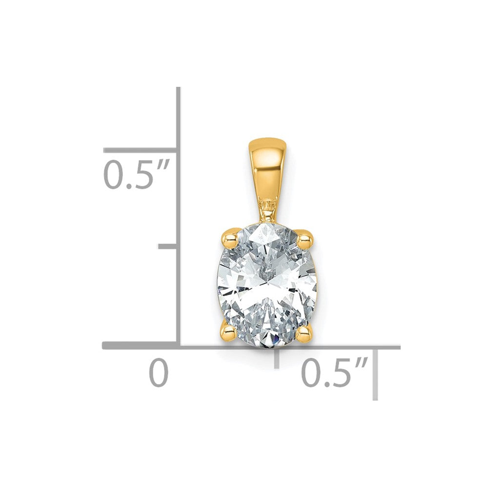 14K Yellow Gold 1 1/2 Carat Lab Grown Diamond Vs+ F+ Oval Complete Four Prong Pendant