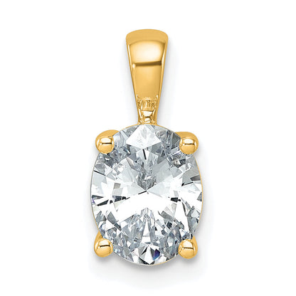 14K Yellow Gold 1 1/2 Carat Certified Lab Grown Diamond Vs+ F+ Oval Complete Four Prong Pendant