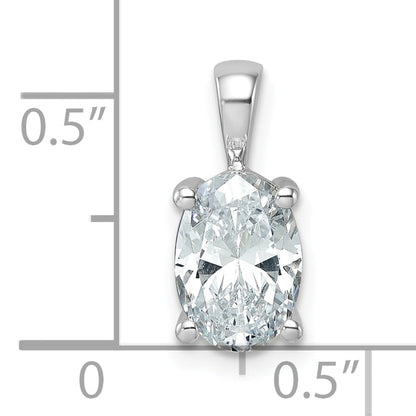 14K White Gold 2 Carat Certified Lab Grown Diamond Vs+ F+ Oval Complete Four Prong Pendant