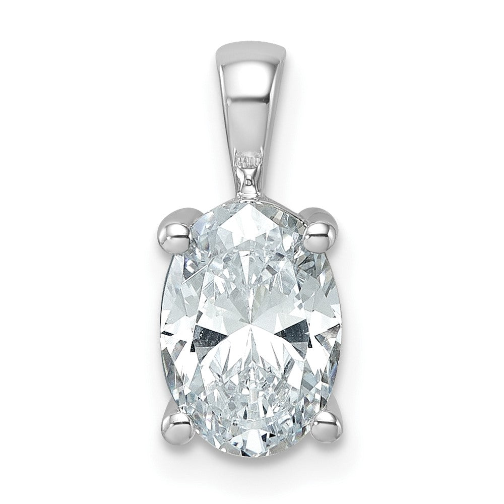 14k White Gold 2 Ct. Certified Lab Grown Diamond VS/SI+ G+ Oval Four Prong Pendant