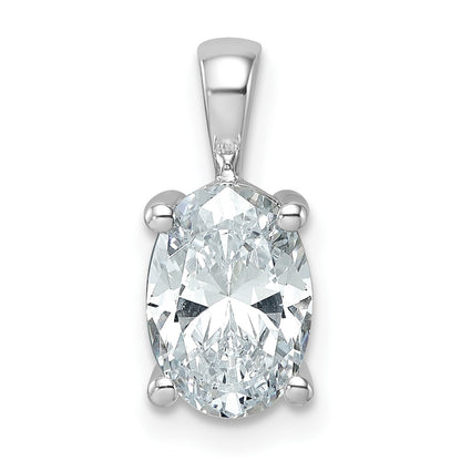 14k White Gold 2 Ct. Lab Grown Diamond VS/SI+ G+ Oval Four Prong Pendant