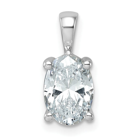 14k White Gold 2 Ct. Lab Grown Diamond VS/SI+ G+ Oval Four Prong Pendant