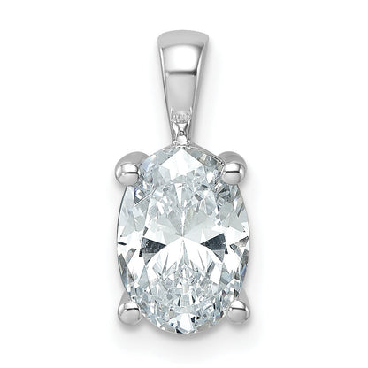 14K White Gold 2 Carat Certified Lab Grown Diamond Vs+ F+ Oval Complete Four Prong Pendant