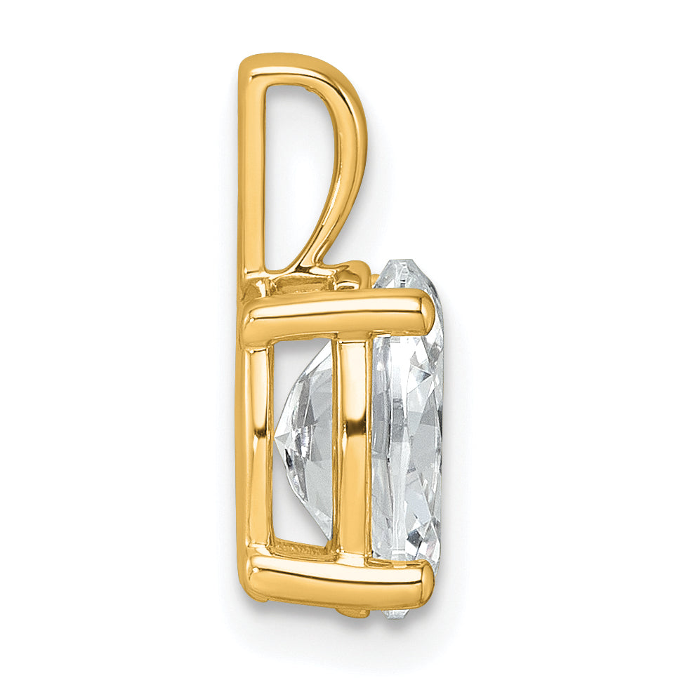 14K Yellow Gold 2 Carat Certified Lab Grown Diamond Vs+ F+ Oval Complete Four Prong Pendant