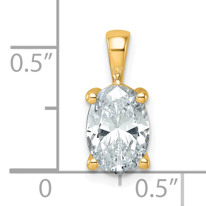 14K Yellow Gold 2 Carat Certified Lab Grown Diamond Vs+ F+ Oval Complete Four Prong Pendant