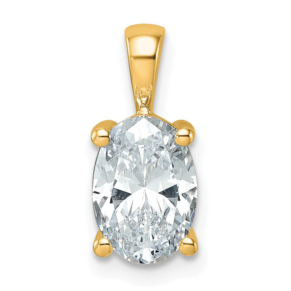 14k Yellow Gold 2 Ct. Lab Grown Diamond VS/SI+ G+ Oval Four Prong Pendant