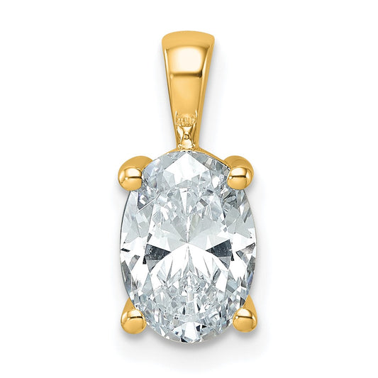 14k Yellow Gold 2 Ct. Lab Grown Diamond VS/SI+ G+ Oval Four Prong Pendant
