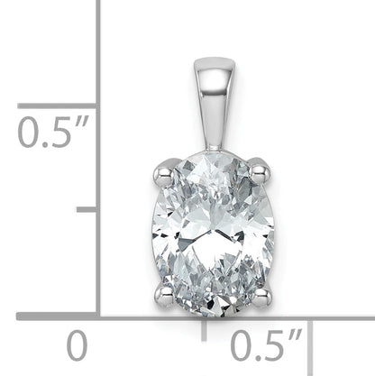 14K White Gold 2 1/2 Carat Lab Grown Diamond Vs+ F+ Oval Complete Four Prong Pendant