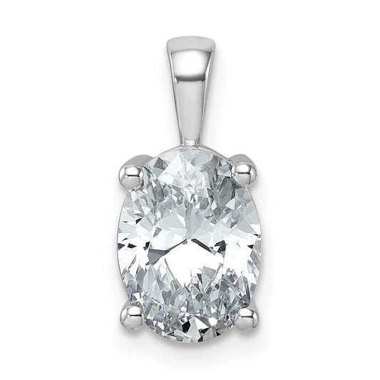 14k White Gold 2 1/2 Ct. Certified Lab Grown Diamond VS/SI+ G+ Oval Four Prong Pendant