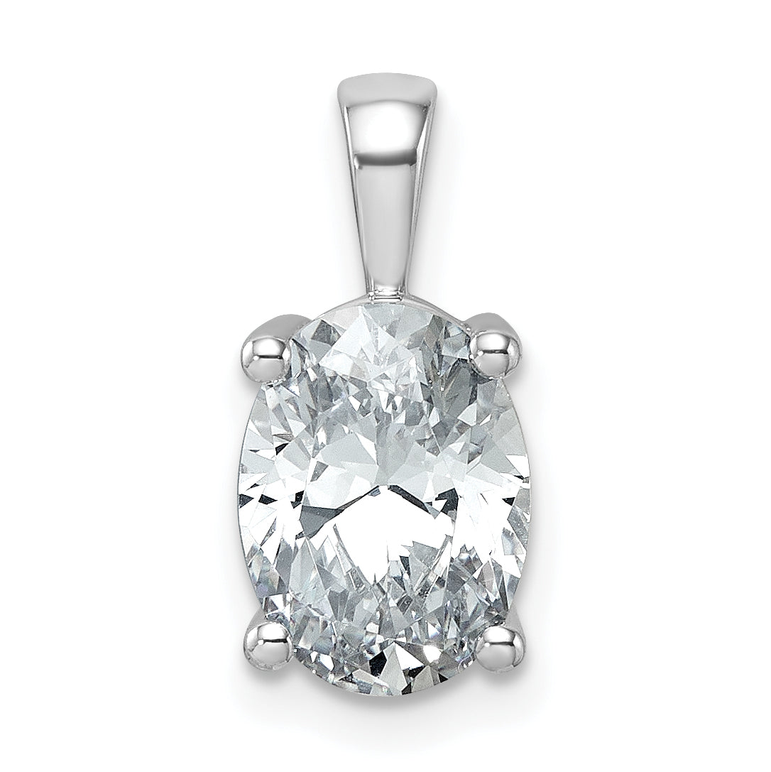 14K White Gold 2 1/2 Carat Certified Lab Grown Diamond Vs+ F+ Oval Complete Four Prong Pendant