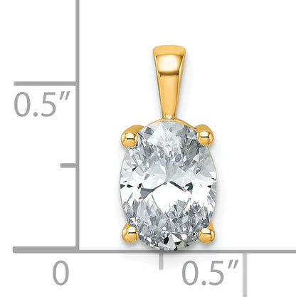 14K Yellow Gold 2 1/2 Carat Lab Grown Diamond Vs+ F+ Oval Complete Four Prong Pendant