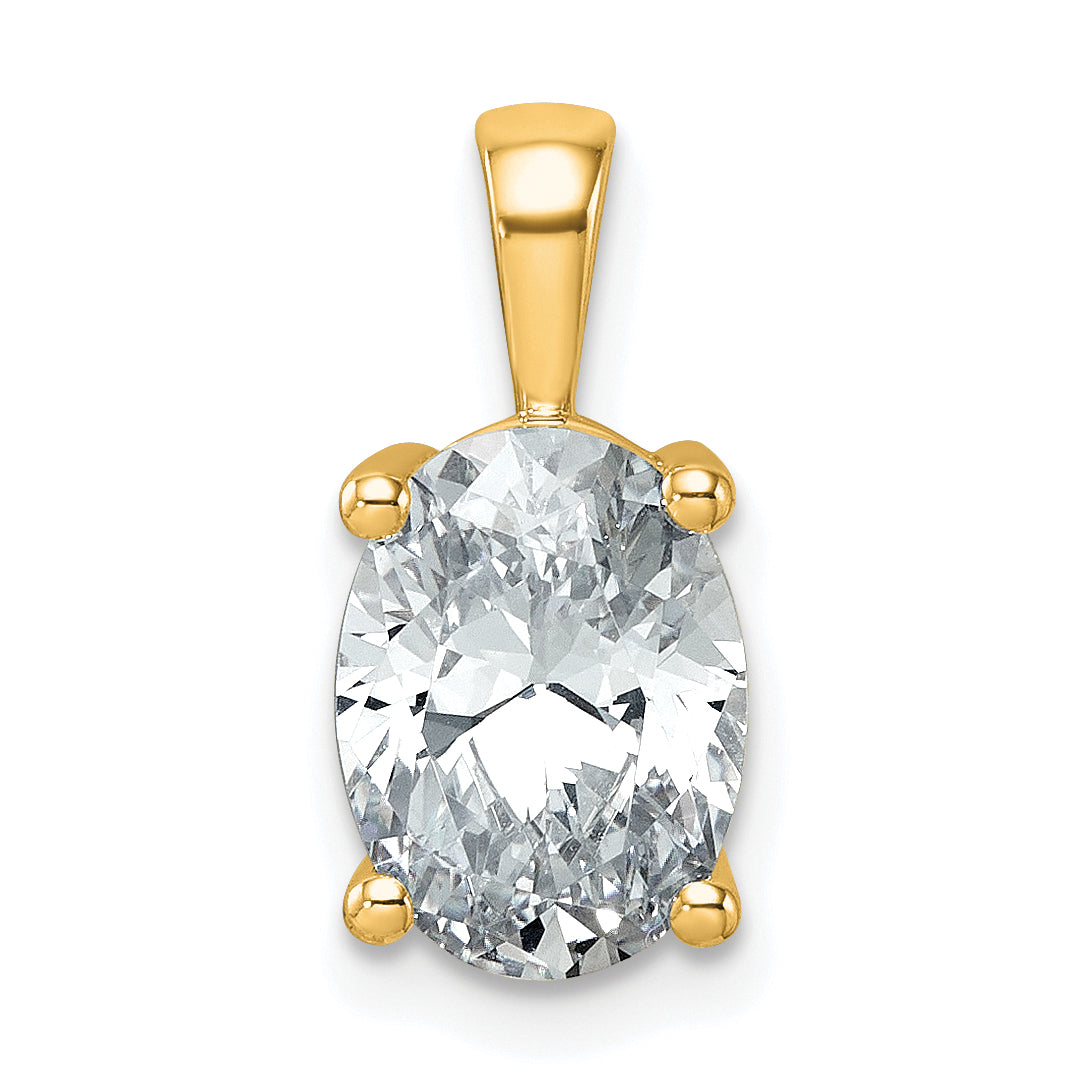 14K Yellow Gold 2 1/2 Carat Certified Lab Grown Diamond Vs+ F+ Oval Complete Four Prong Pendant