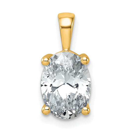 14K Yellow Gold 2 1/2 Carat Certified Lab Grown Diamond Vs+ F+ Oval Complete Four Prong Pendant