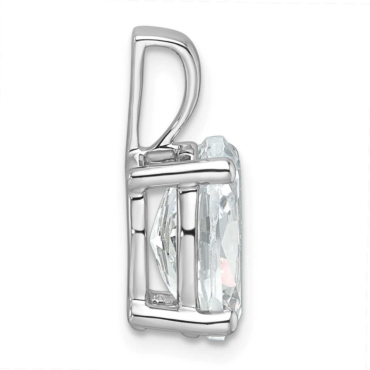 14K White Gold 3 Carat Certified Lab Grown Diamond Vs+ F+ Oval Complete Four Prong Pendant