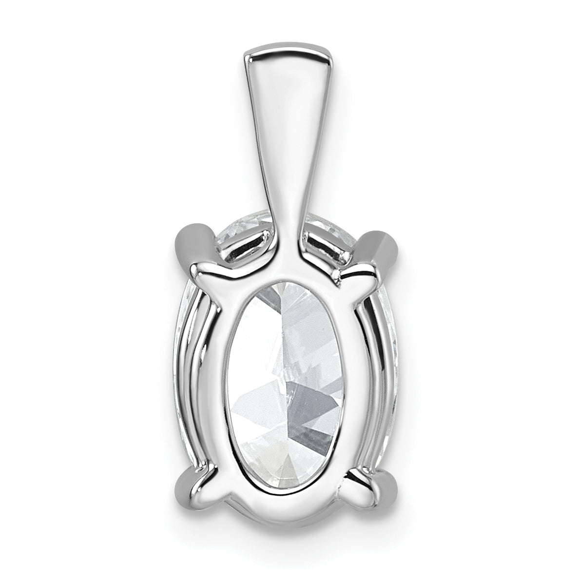 14K White Gold 3 Carat Certified Lab Grown Diamond Vs+ F+ Oval Complete Four Prong Pendant