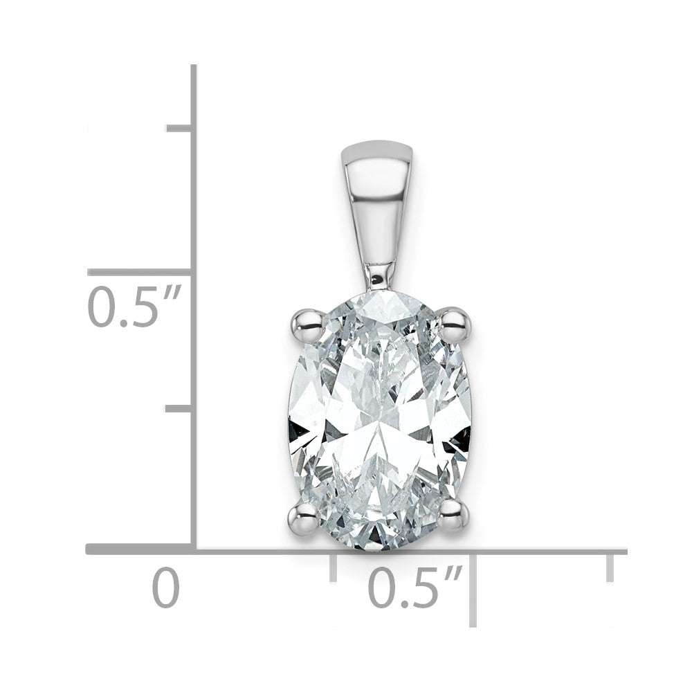 14k White Gold 3 Ct. Certified Lab Grown Diamond VS/SI+ G+ Oval Four Prong Pendant