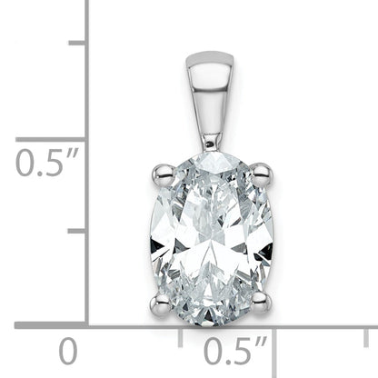 14K White Gold 3 Carat Certified Lab Grown Diamond Vs+ F+ Oval Complete Four Prong Pendant