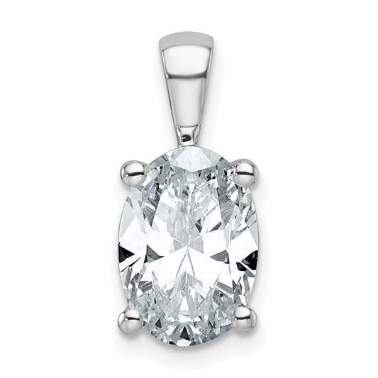 14K White Gold 3 Carat Certified Lab Grown Diamond Vs+ F+ Oval Complete Four Prong Pendant