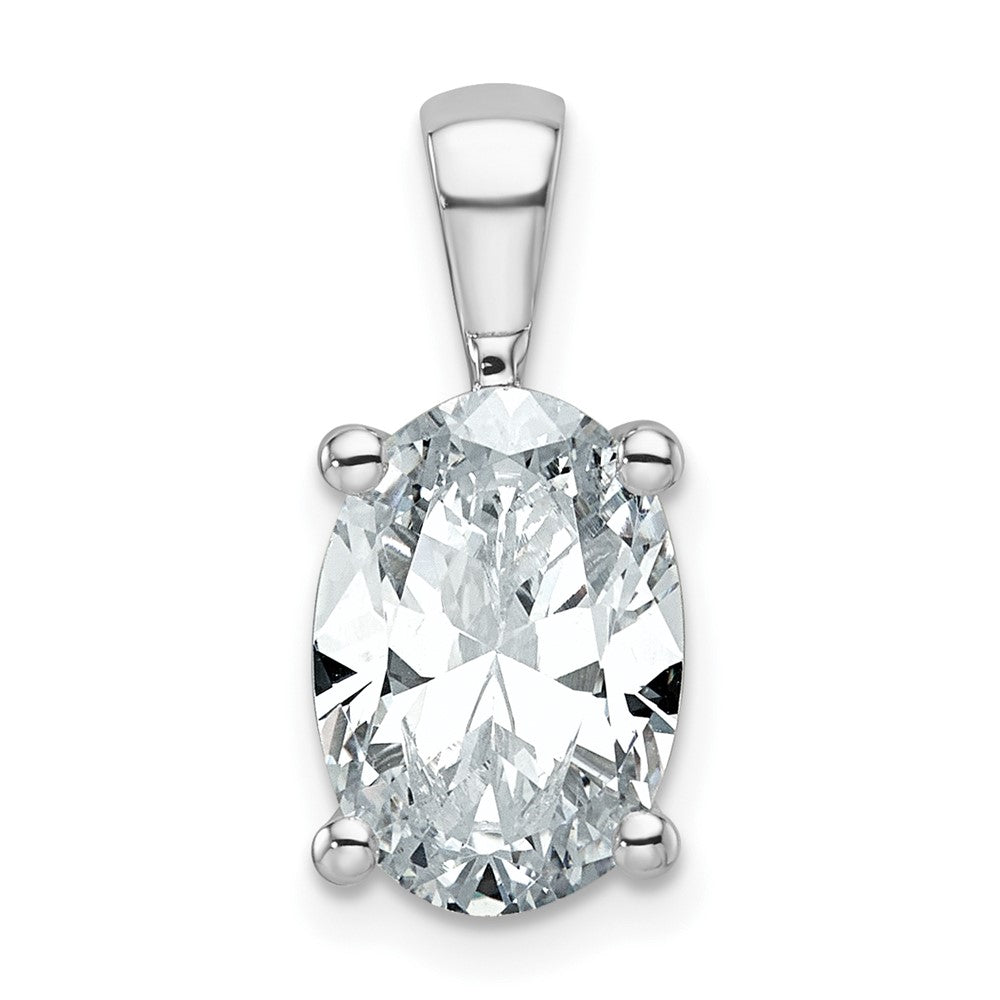 14k White Gold 3 Ct. Lab Grown Diamond VS/SI+ G+ Oval Four Prong Pendant