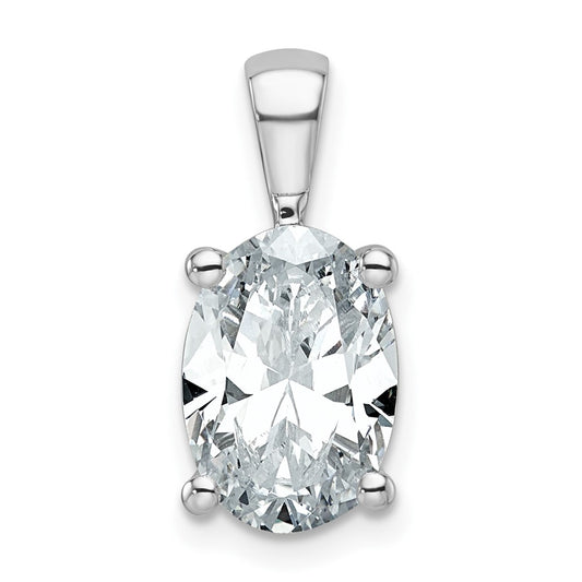 14k White Gold 3 Ct. Lab Grown Diamond VS/SI+ G+ Oval Four Prong Pendant