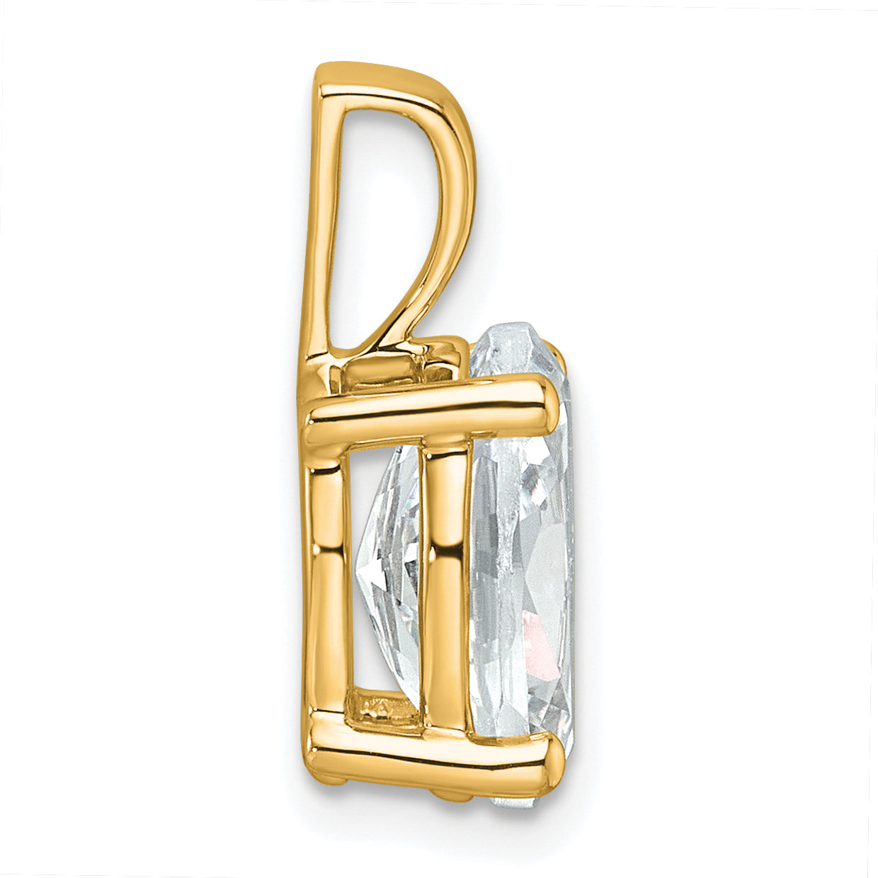 14K Yellow Gold 3 Carat Certified Lab Grown Diamond Vs+ F+ Oval Complete Four Prong Pendant