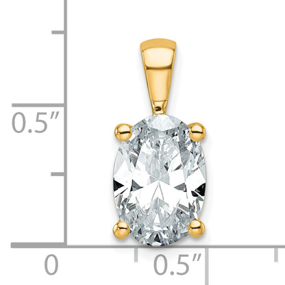 14K Yellow Gold 3 Carat Certified Lab Grown Diamond Vs+ F+ Oval Complete Four Prong Pendant