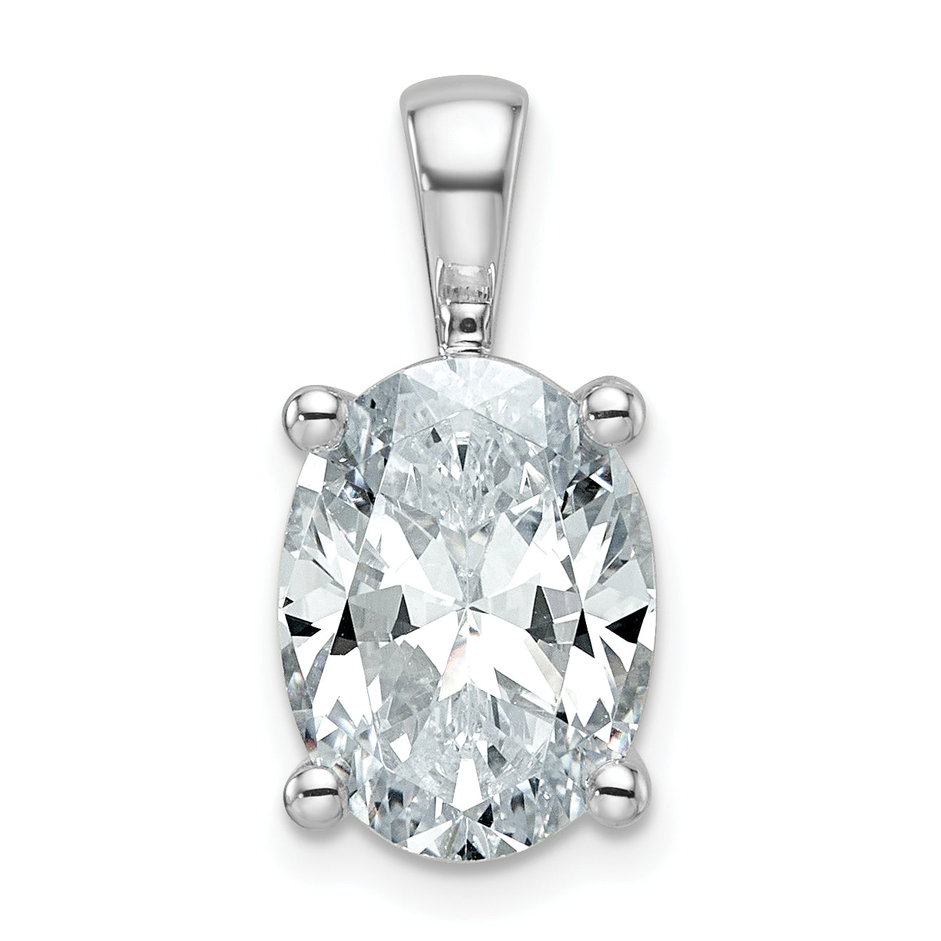 14k White Gold 4 Ct. Certified Lab Grown Diamond VS/SI+ G+ Oval Four Prong Pendant