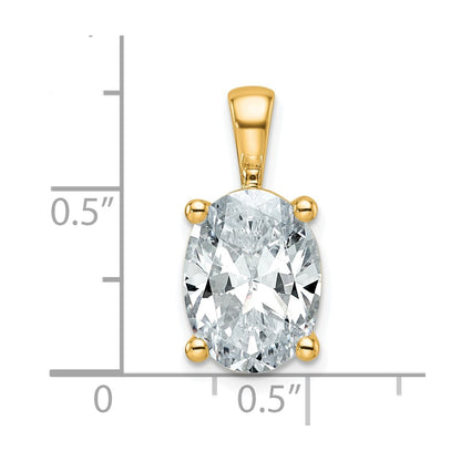 14k Yellow Gold 4 Ct. Certified Lab Grown Diamond VS/SI+ G+ Oval Four Prong Pendant