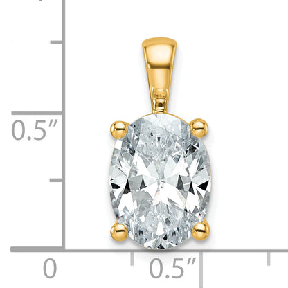 14K Yellow Gold 4 Carat Certified Lab Grown Diamond Vs+ F+ Oval Complete Four Prong Pendant