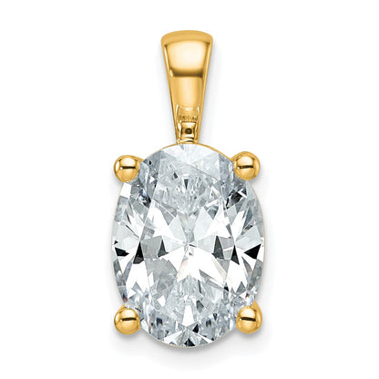14k Yellow Gold 4 Ct. Certified Lab Grown Diamond VS/SI+ G+ Oval Four Prong Pendant