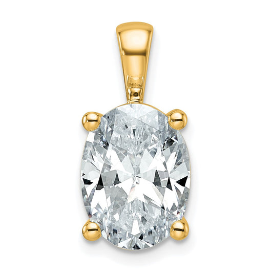 14k Yellow Gold 4 Ct. Certified Lab Grown Diamond VS/SI+ G+ Oval Four Prong Pendant