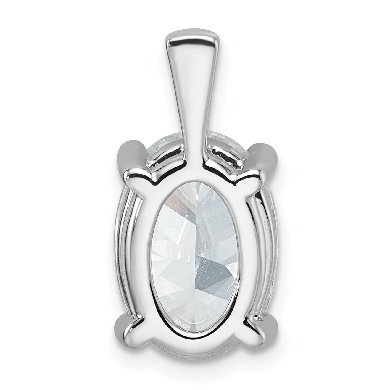 14K White Gold 5 Carat Certified Lab Grown Diamond Vs+ F+ Oval Complete Four Prong Pendant